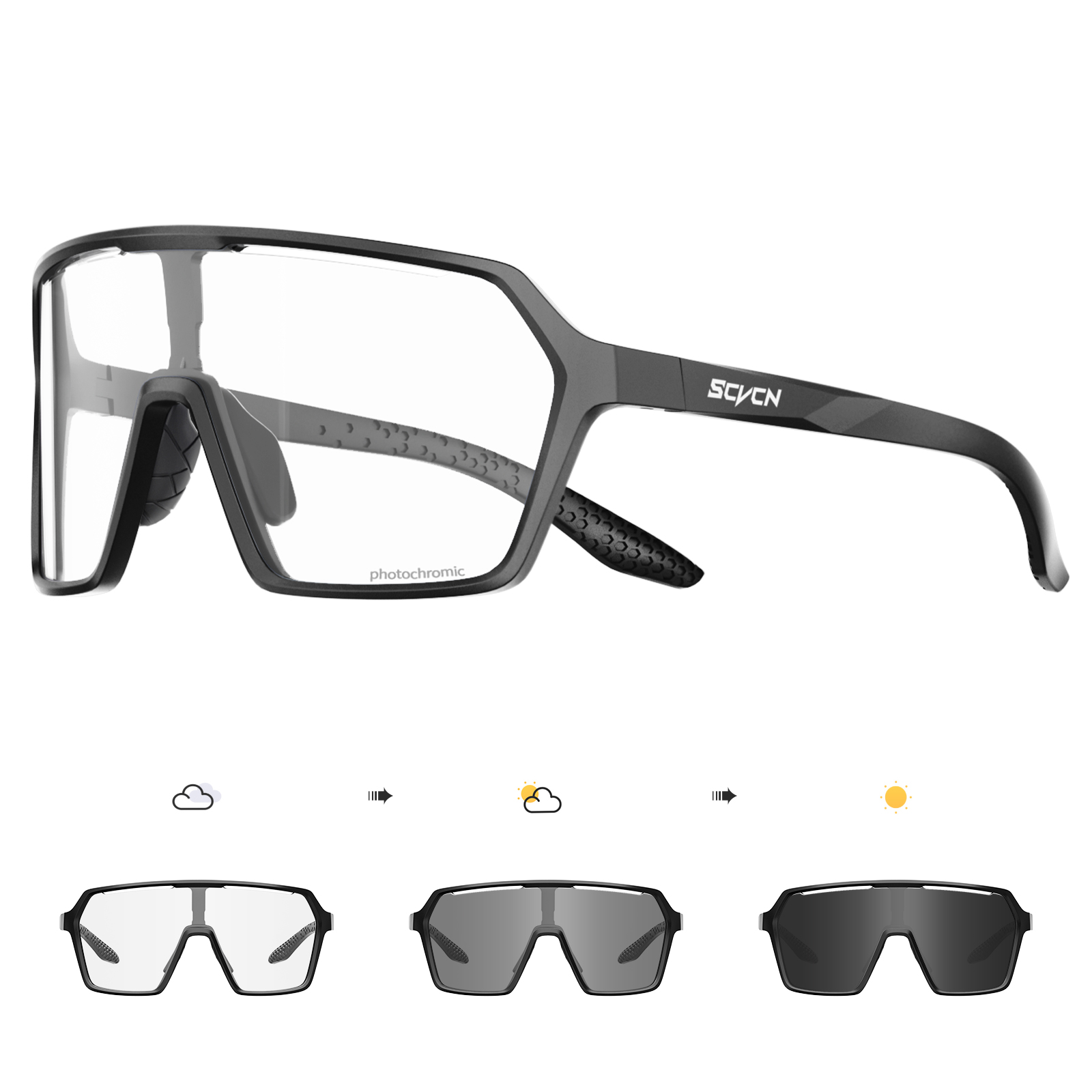 Mountain Biking Goggles - SCVCN ホットサイクリングフォトクロミック UV400 サングラス MTB メガネ屋外バイクサイクリングアイウェア男性女性自転車スポーツハイキングメガネ