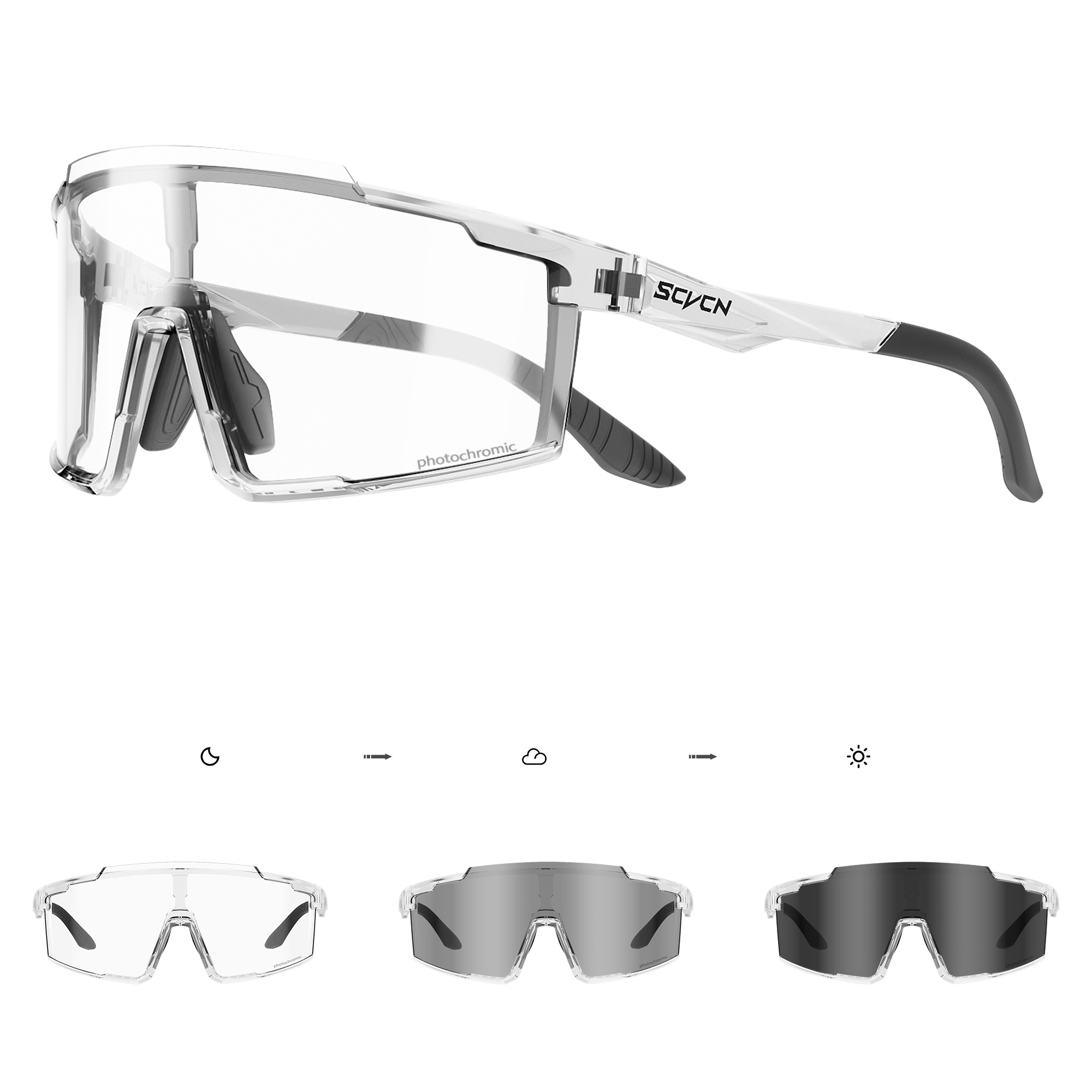 Mountain Biking Goggles - SCVCN 釣りハイキングメガネフォトクロミックスポーツアイウェア男性女性屋外乗馬防風メガネ MTB UV400 保護眼鏡