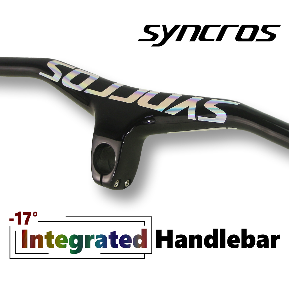 Mountain Biking Logo - シンクロス クロームロゴ グロスカーボン一体型MTBハンドルバーステム 28.6mm-17度 ワンピース マウンテンバイク一体型バーステム