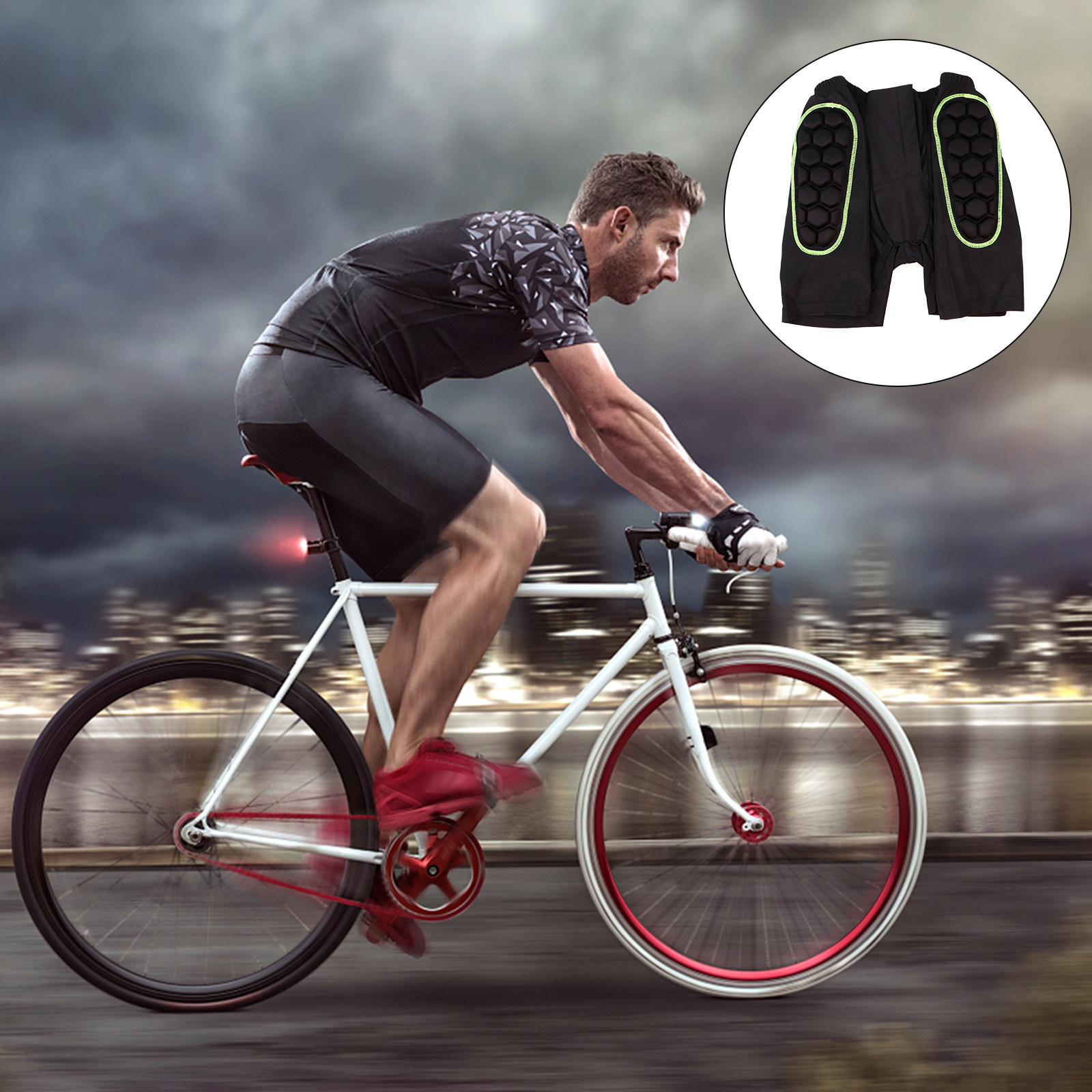 Mountain Biking Downhill - 通気性に優れたメンズ用サイクリングダウンヒルショーツ。パッド入りヒップとEVAパッドで、マウンテンバイク、スノーボード、スケートなどの際に保護機能を発揮します。