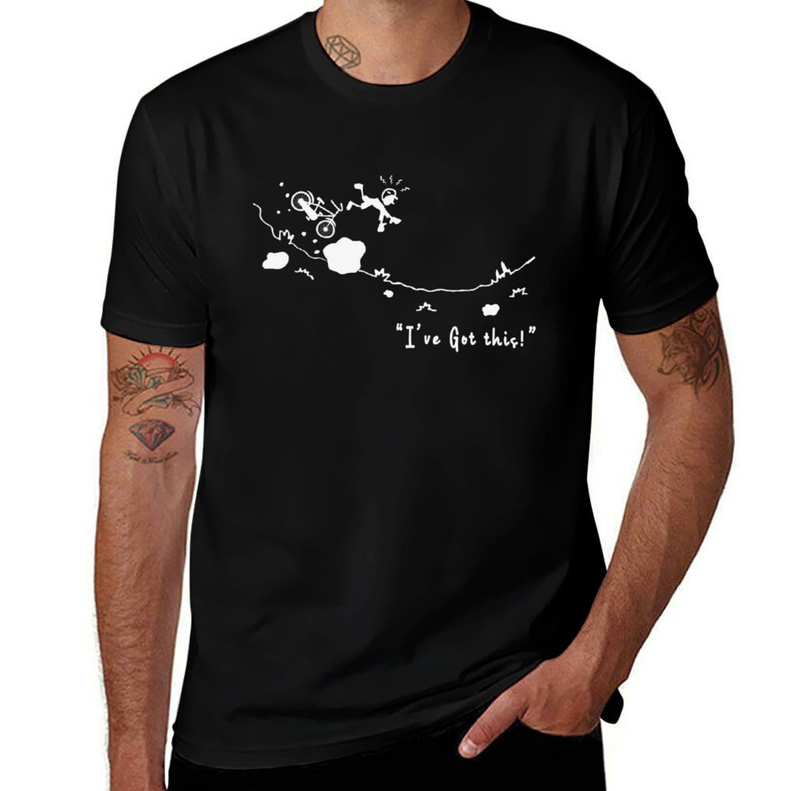 Mountain Biking Accident - サイクリング事故、マウンテンバイクのユーモア「私は大丈夫！」 自転車事故Tシャツ カジュアル 軽量 半袖トップス Tシャツ