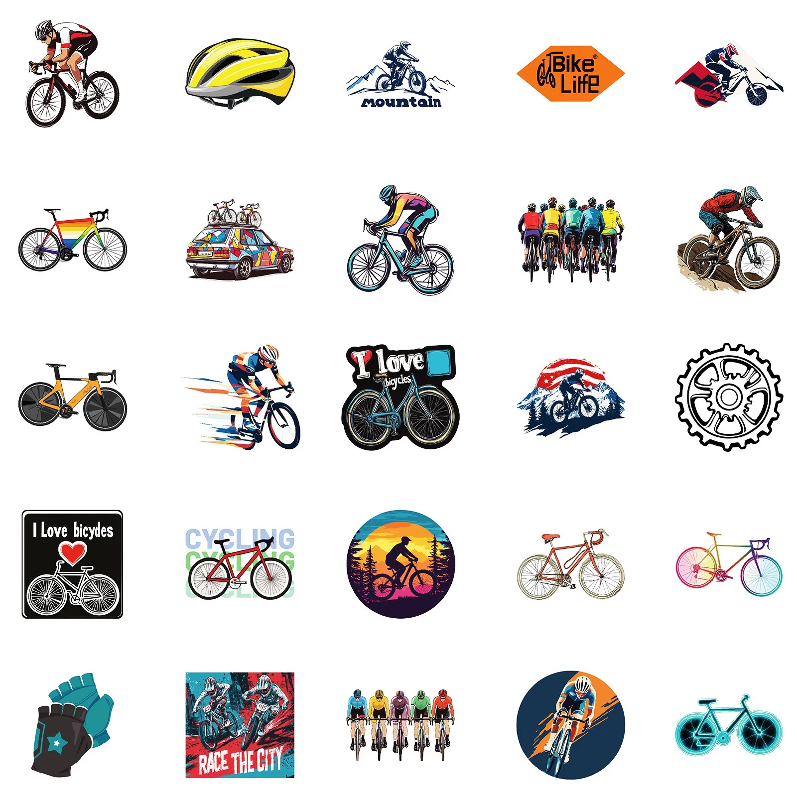 50 ピース/パッククールマウンテンバイク MTB グラフィ - Mountain Biking Kids のレビューと価格